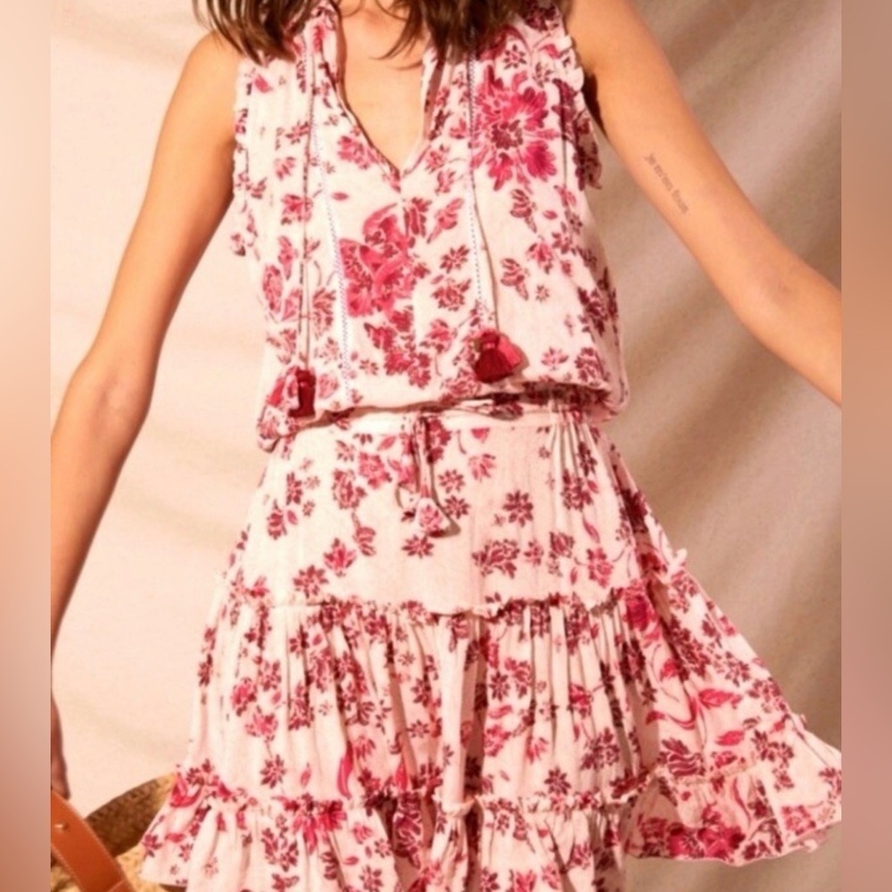 Poupette St. Barth Clara Mini Dress Pink Floral Size Small